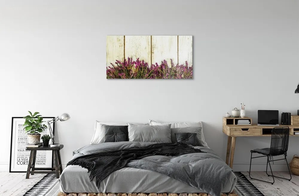 Sklenený obraz Fialové kvety dosky 140x70 cm
