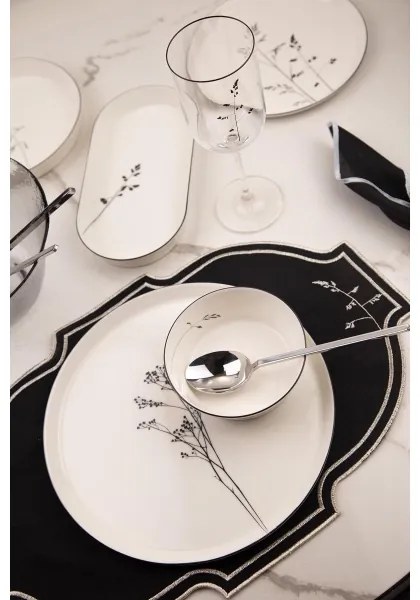 27-dielna jedálenská súprava, biela/čierna, porcelán