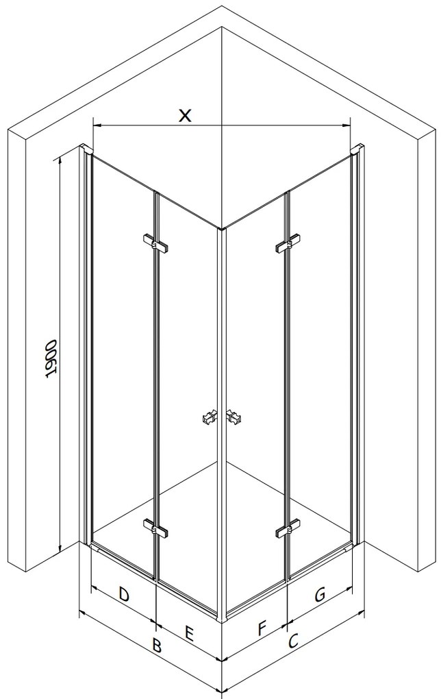 Mexen Lima DUO sprchovací kút 100x80 cm, priehľadný, chróm, 856-100-080-02-00