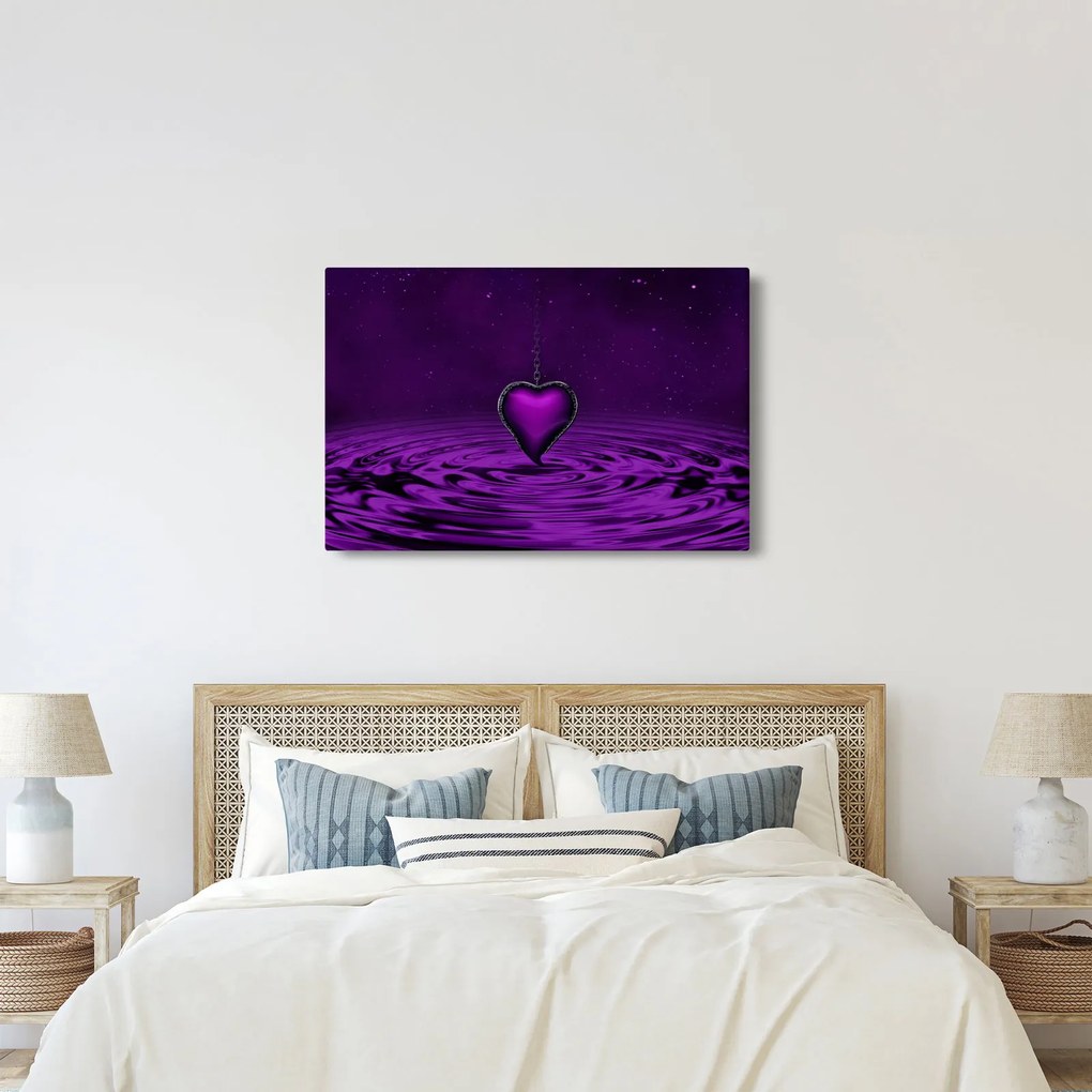 Obraz fialového srdca (90x60 cm)