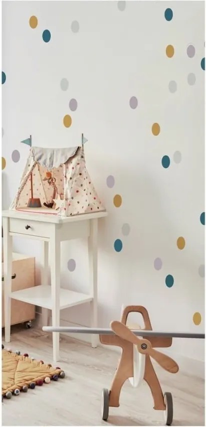 Samolepka do detskej izby sada konfety ružová, žltá, tyrkysová, šedá 5cm