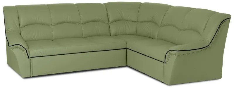 Kožená rohová sedacia súprava DUBAJ LUX XL II, pravá, pistáciová (K-57)_čierna (K-70)