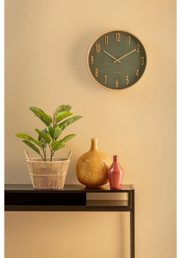 Dizajnové nástenné hodiny Karlsson 5996GR zelené,priemer 40 cm