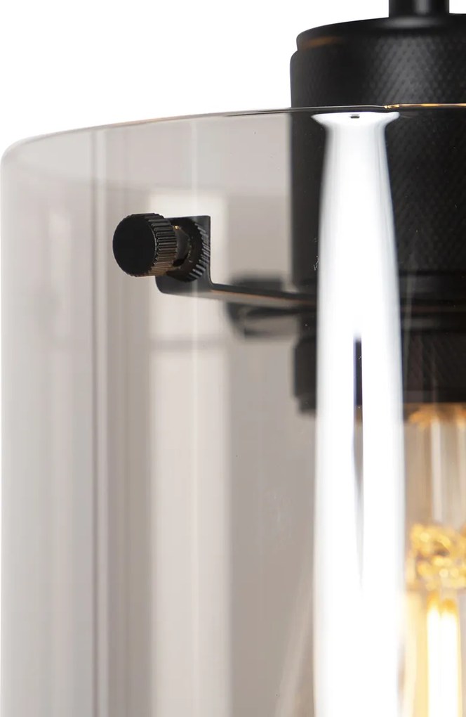 Inteligentné závesné svietidlo čierne s dymovým sklom vrátane 3 Wifi ST64 - Dome