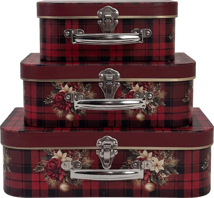 3ks vínové dekoratívne kufríky Merry Christmas – 30*21*9 cm