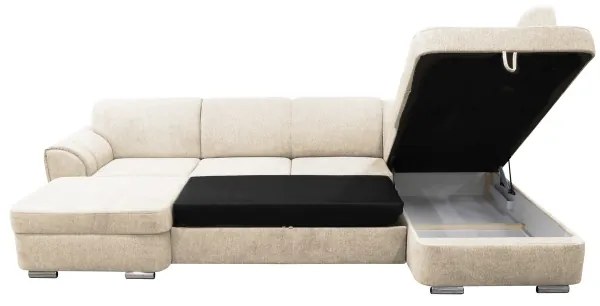 Rozkladacia rohová sedacia súprava SERPA do tvaru U, pravá, béžová, s úložným priestorom