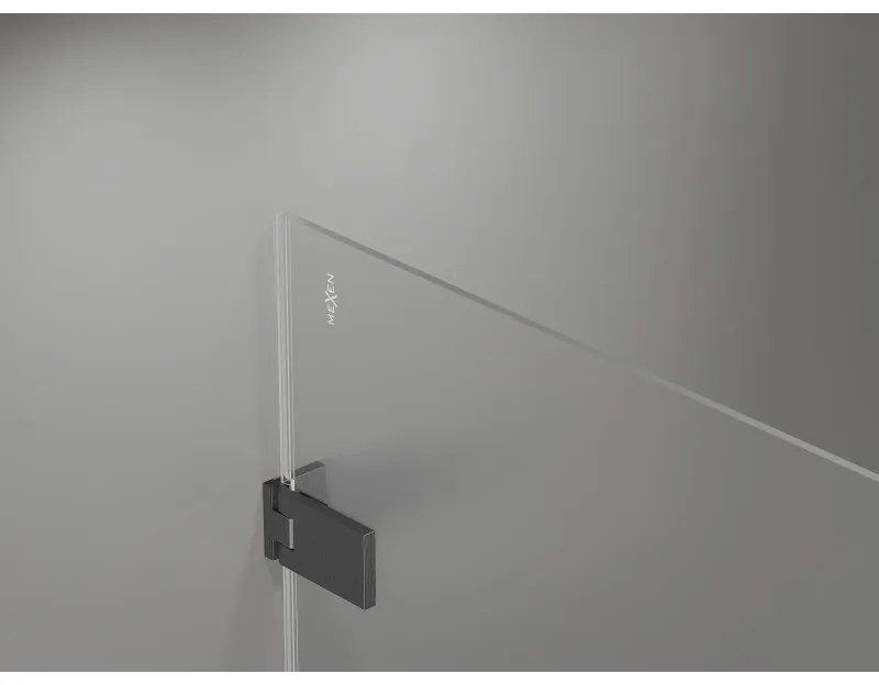 Mexen Lunar-F L, sklápací sprchový kút ľavý 70 x 70 cm, 8mm číre sklo, pištoľovo sivý kartáčovaný - 836L-070-070-66-00-L
