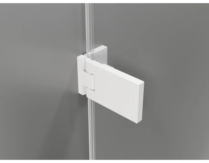 Mexen Lunar-B, pravostranný výklopný sprchový kút 100 x 80 cm, 8mm číre sklo, biely profil, 832-100-080-20-00-P
