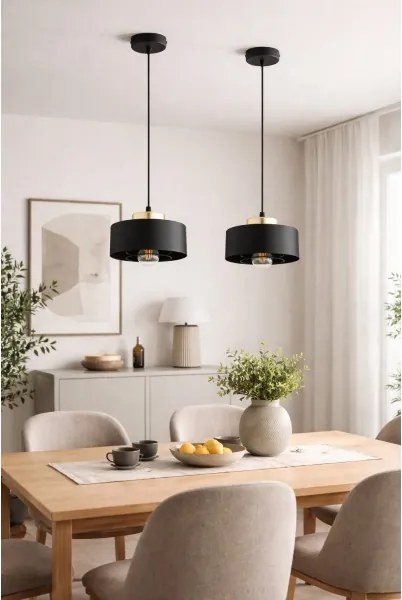 BRILAGI - Závesný luster na lanku SPRING 1xE27/60W/230V pr. 20 cm čierna/zlatá