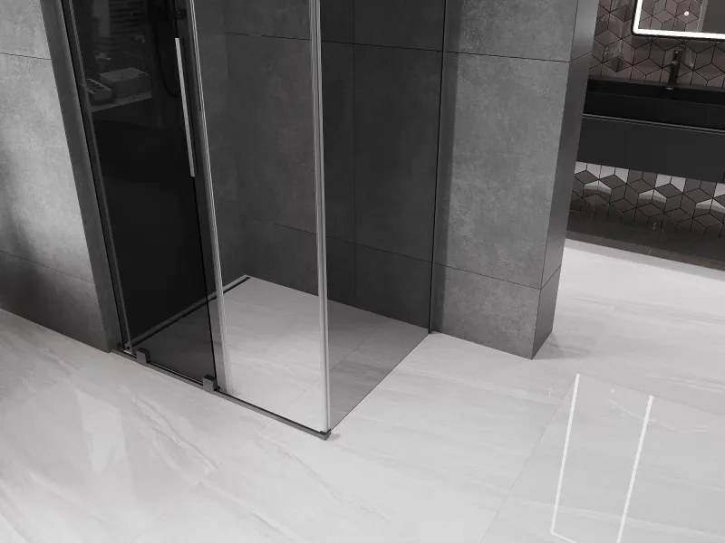 Mexen Velar L, sprchový kút s posuvnými dverami 120 x 75 cm, 8mm šedé sklo, grafit brúsený, 871-120-075-43-66