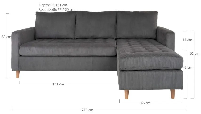 House Nordic - Dizajnová rohová pohovka FIRENZE 220 cm tmavošedá, menšester