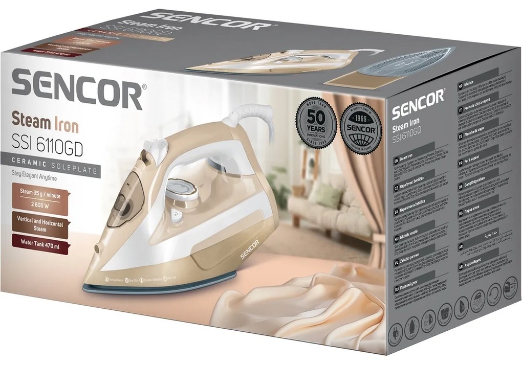 Sencor SSI 6110GD naparovacia žehlička, zlatá