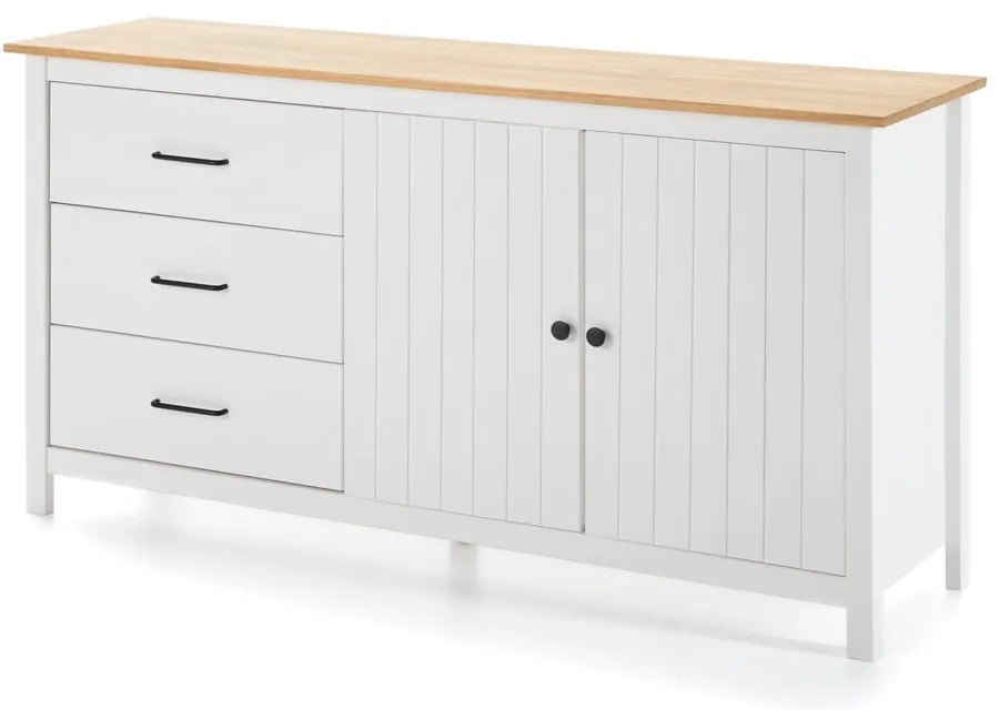 Biela nízka komoda z borovicového dreva 150x80 cm Miranda – Marckeric