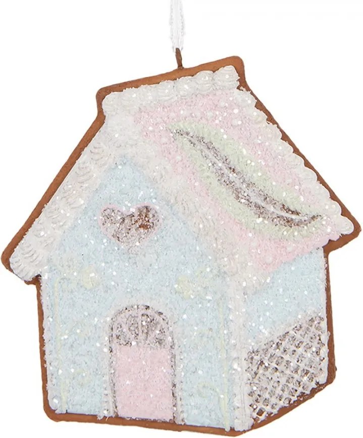 Závesná dekorácia modrá perníková chalúpka Frosted Ginger - 9*1*10 cm