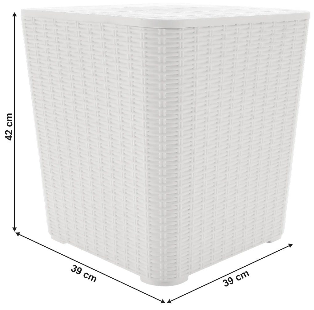 Kondela Záhradný úložný box/príručný stolík, biela, UGUR