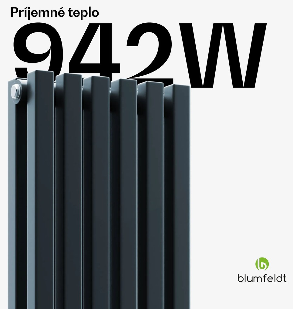Blumfeldt Radiátor Delgado | moderný dizajn | 25 x 120 cm | 942 W | stredové pripojenie
