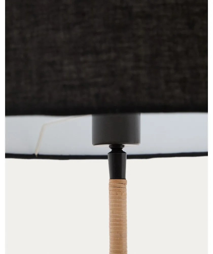 Čierna stojacia lampa s textilným tienidlom (výška 160 cm) Canar – Kave Home