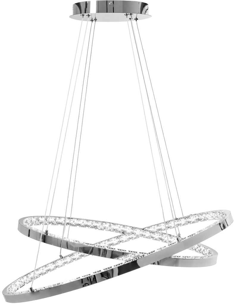 Toolight Toolight, LED krištáľové svietidlo 70x40,5cm, APP771-3CP, strieborná, OSW-05022