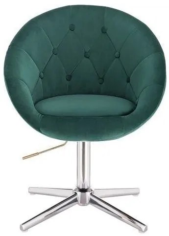 LuxuryForm DESIGN Kreslo VERA VELUR na striebornom kríži - zelené