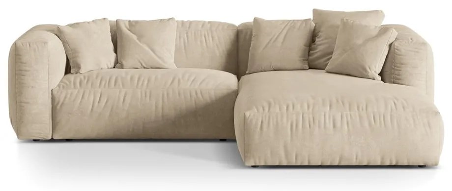 Béžová zamatová modulárna rohová pohovka (pravý roh/s leňoškou) Martina – Micadoni