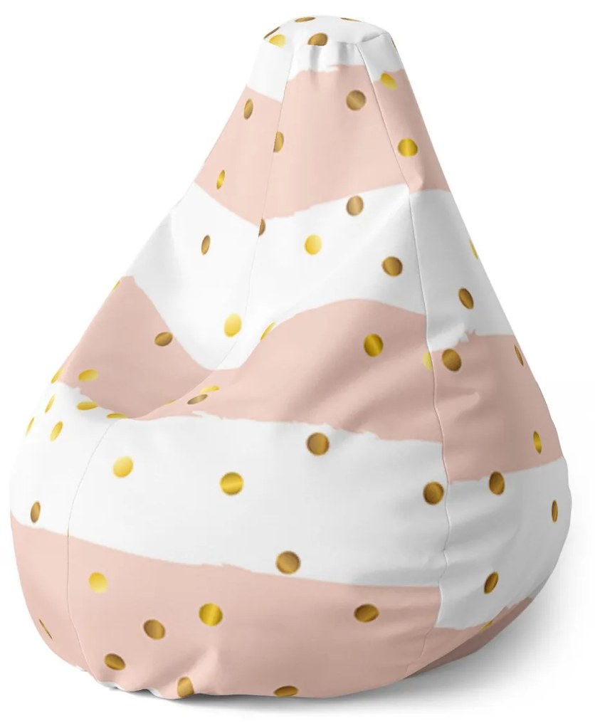Sablio Sedací vak Pear Pruhy a zlaté bodky - 70 x 95 x 15 cm