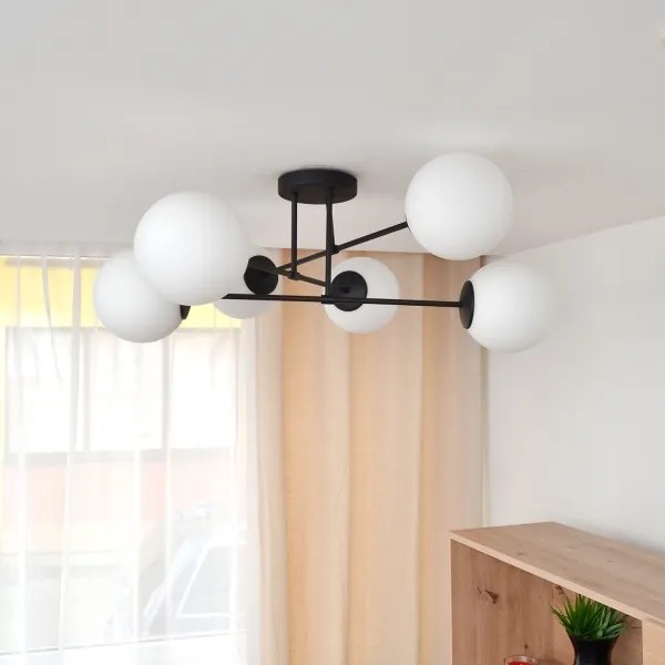 Prisadený luster MOON 6xE27/15W/230V čierna