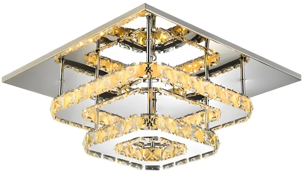 Toolight - LED krištáľová stropná lampa 8W štvorcová 30x30cm APP409-C, teplé svetlo 3000K, OSW-65007