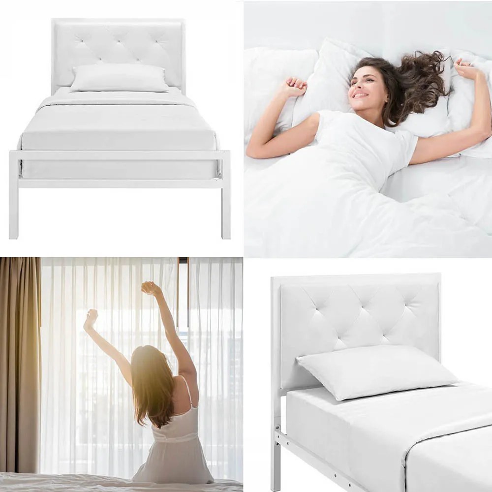 Kovový rám postele Hanna s darčekovým roštom – Biely, 90x200 cm