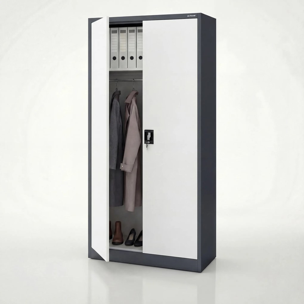 Uzamykateľná hospodárska skriňa antracitovo-biela DAWID 900 x 1850 x 450 mm