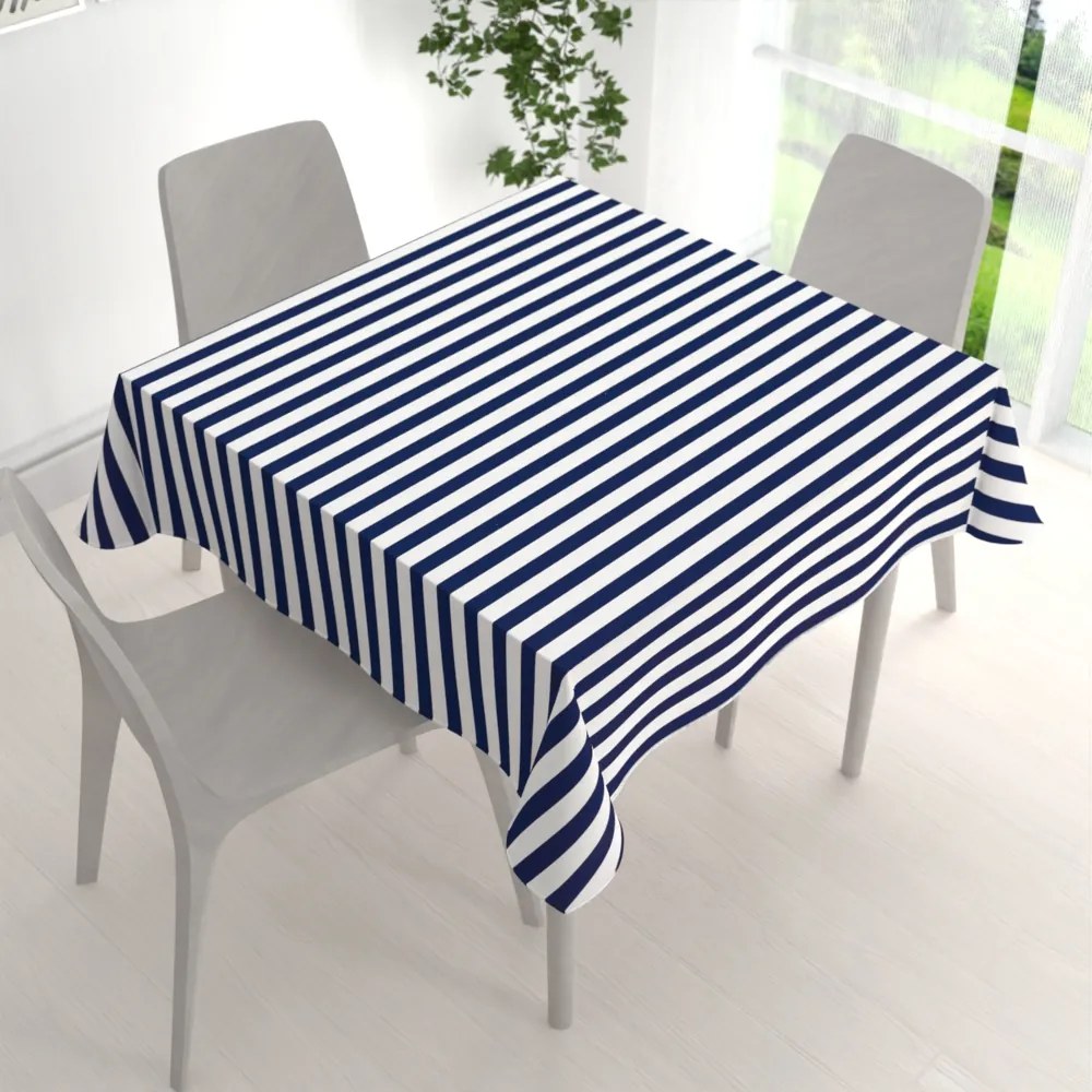 Biante Bavlnený štvorcový obrus Sandra SA-619 Modro-biele námornícke pruhy 110x110 cm
