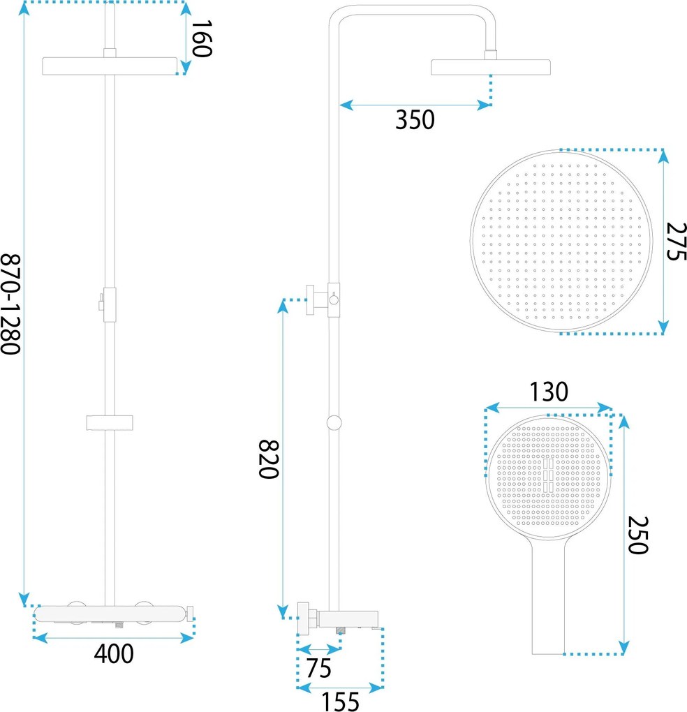 Rea Farel, sprchový set s vaňovým výtokom, biela, REA-P0353