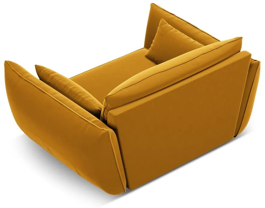 Zamatové kreslo v horčicovej farbe Vanda – Mazzini Sofas