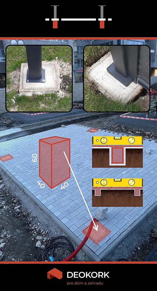 Deokork Záhradný hliníkový altánok elektrický MEGAN 3,6x3,6 m (grafit)
