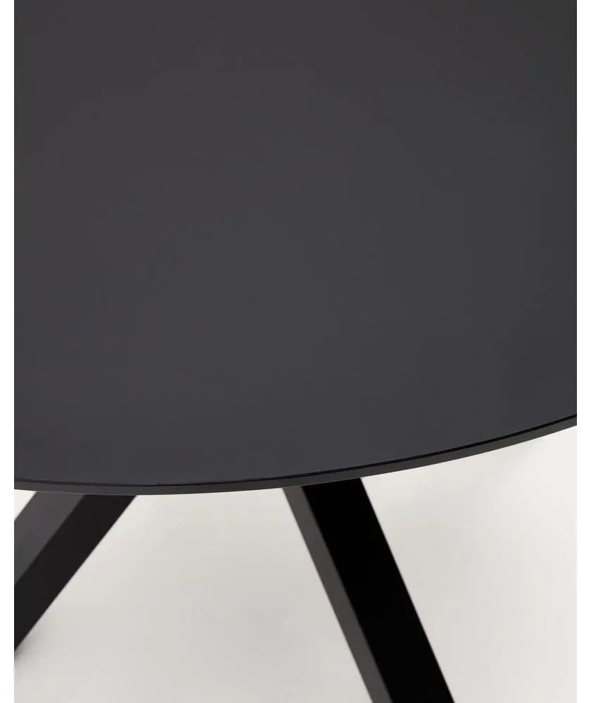 Čierny okrúhly jedálenský stôl so sklenenou doskou ø 120 cm Argo – Kave Home