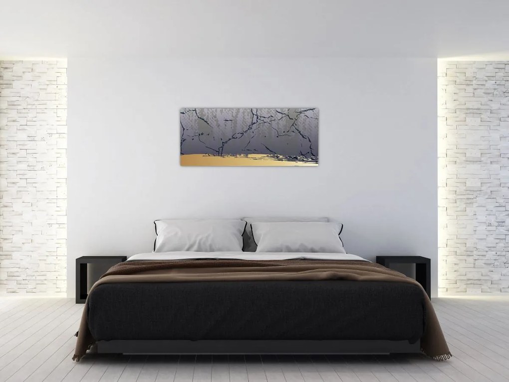 Obraz - Modrá a zlatá abstrakcia N⁰1 (120x50 cm)