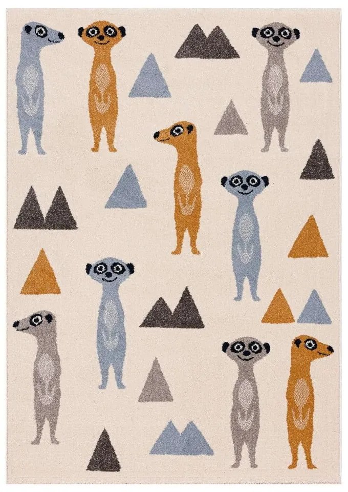 Antialergénny detský koberec 230x160 cm Funny Meerkat - Yellow Tipi