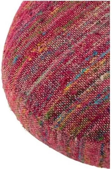 Tmavo ružový puf prešitý farebnými niťami - 54,5 * 50 * 24 cm