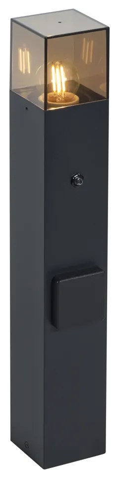 Moderné vonkajšie stĺpikové svietidlo čierne s dymovým sklom 50 cm so súmrakovým senzorom IP44 - Dánsko