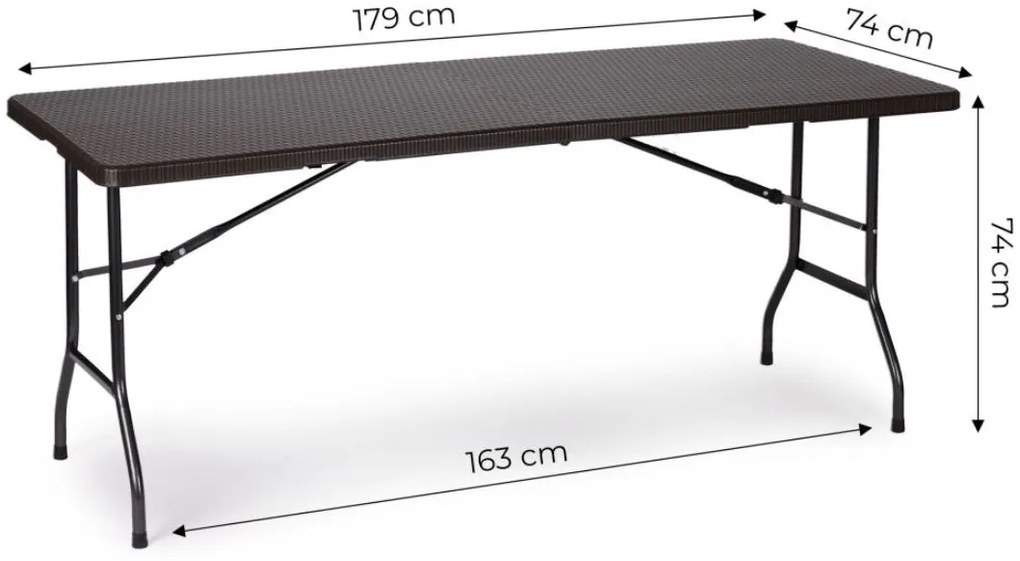 Bestent Cateringový stôl skladací 180cm Brown Rattan
