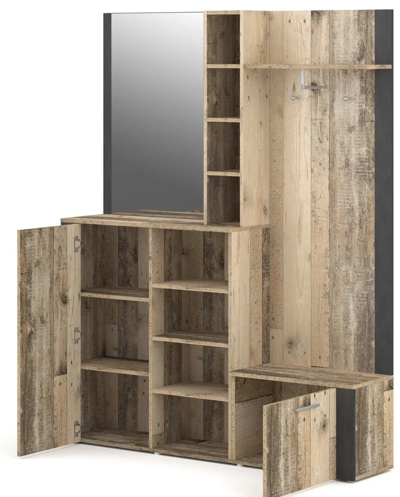 Predsieňová stena Barry 150 cm dub Matera svetlý/antracit