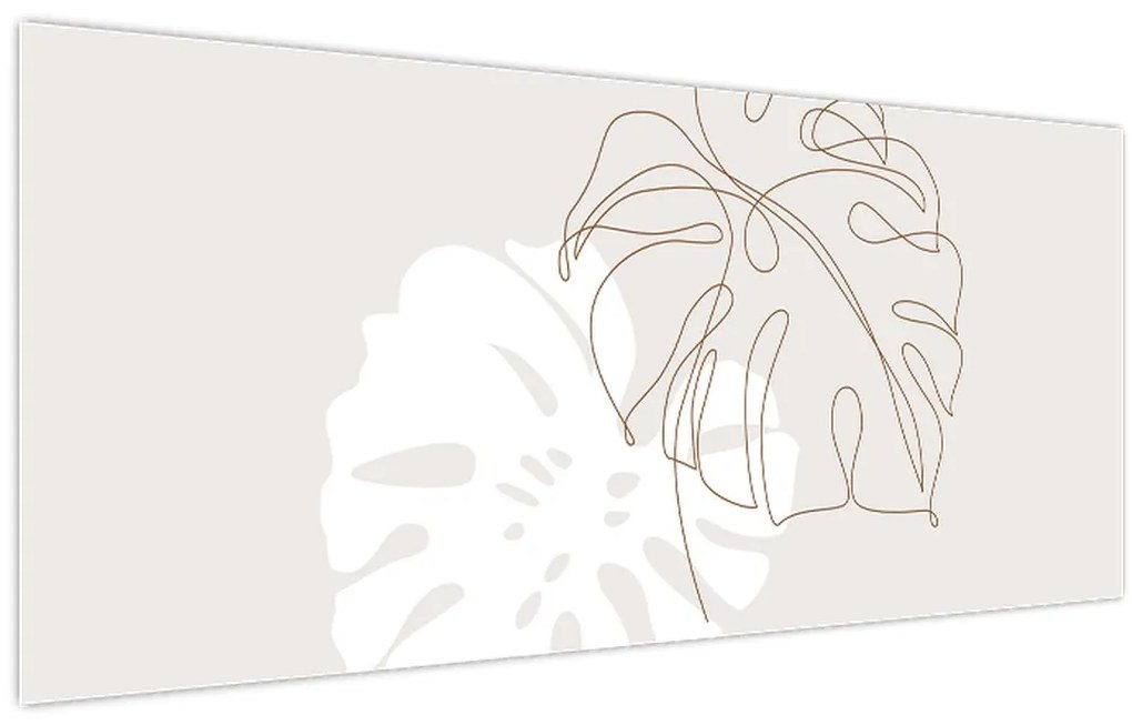 Obraz - Line art monstera N⁰2 (120x50 cm)