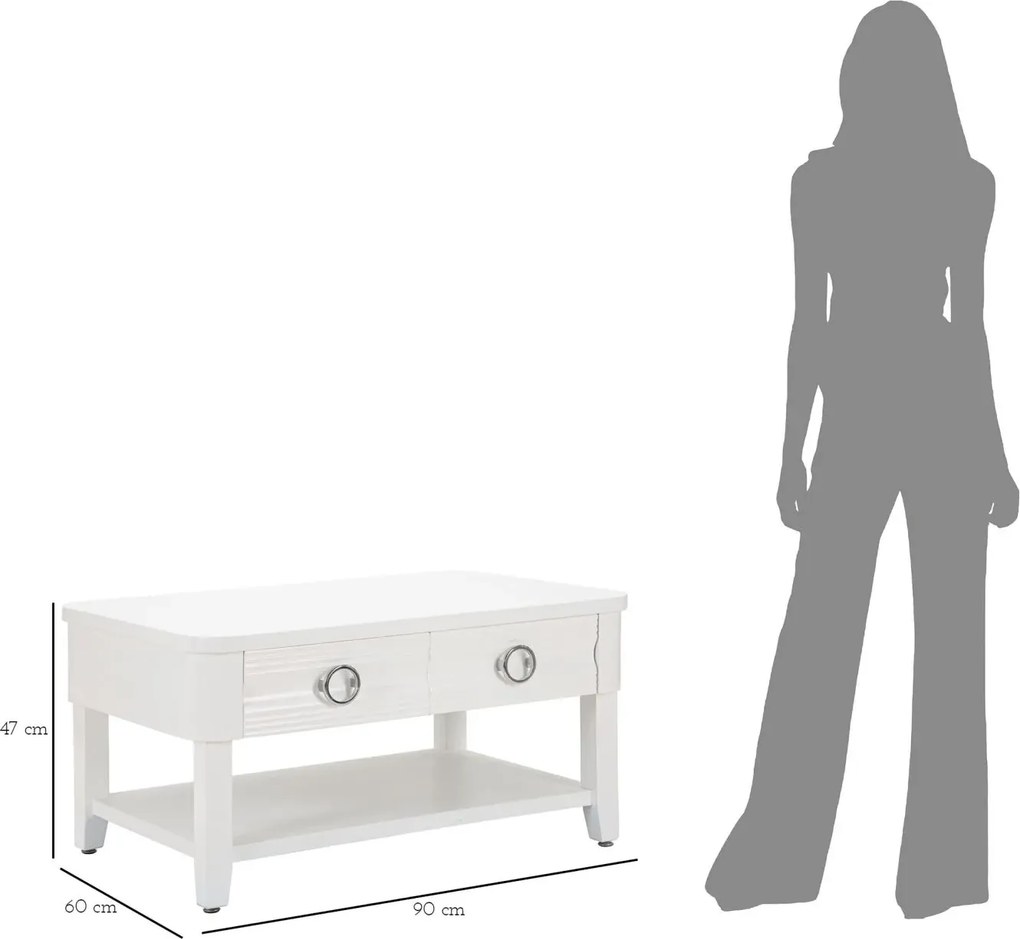 Konferenčný stolík Shine 90 cm so zásuvkami biely
