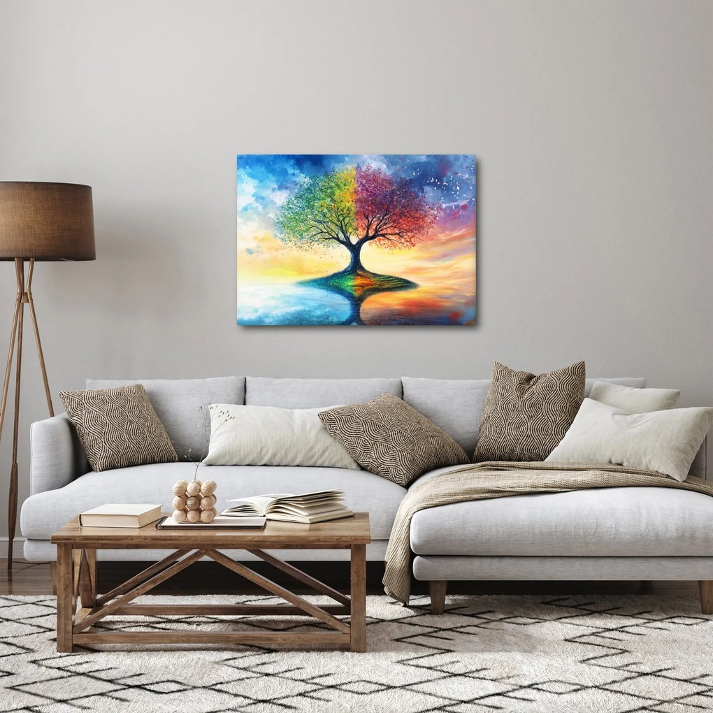 Obraz – Maľovaný strom ročných období (70x50 cm)