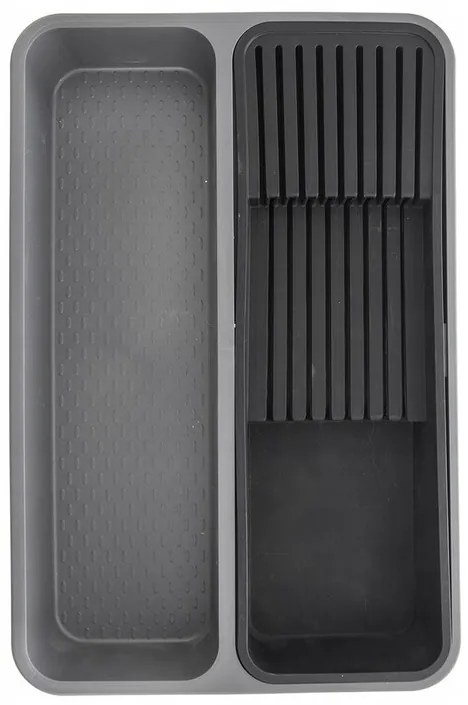 Organizér do zásuvky, príborník 2v1 GREY na varešky a nože 40 x 26,5 cm