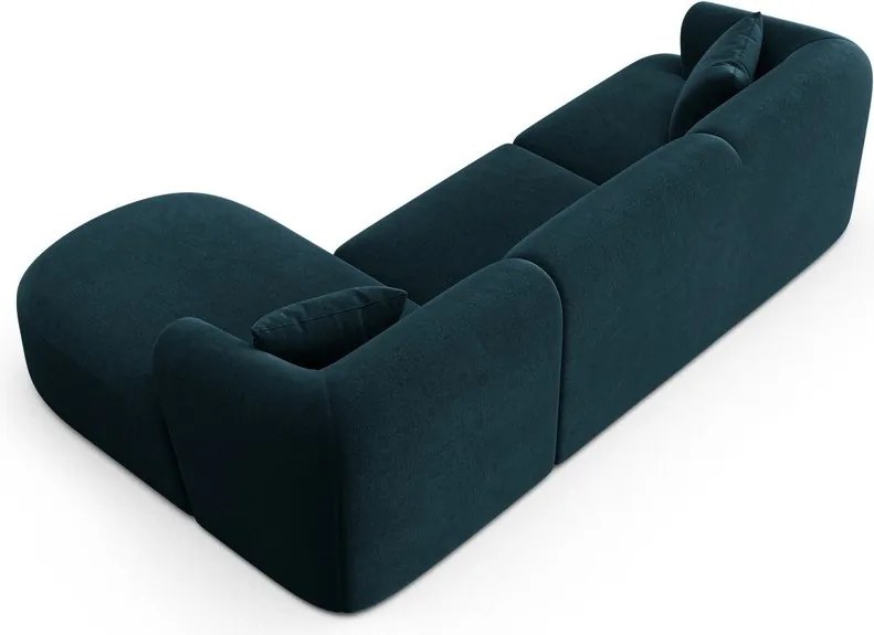 Zamatová rohová pohovka v petrolejovej farbe (pravý roh/s leňoškou) Campi – Cosmopolitan Design