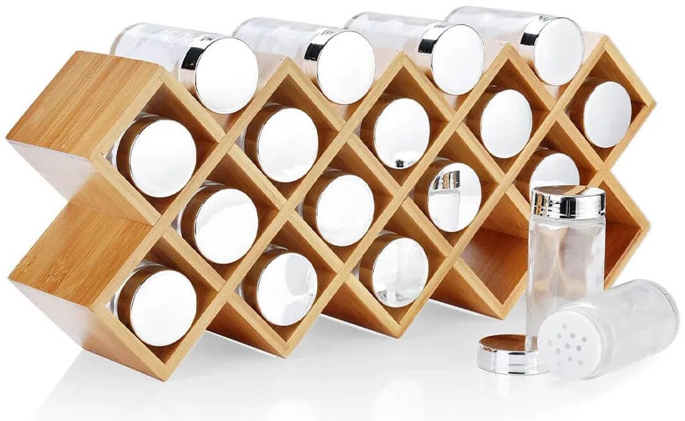 18-dielny bambusový stojan na koreniny