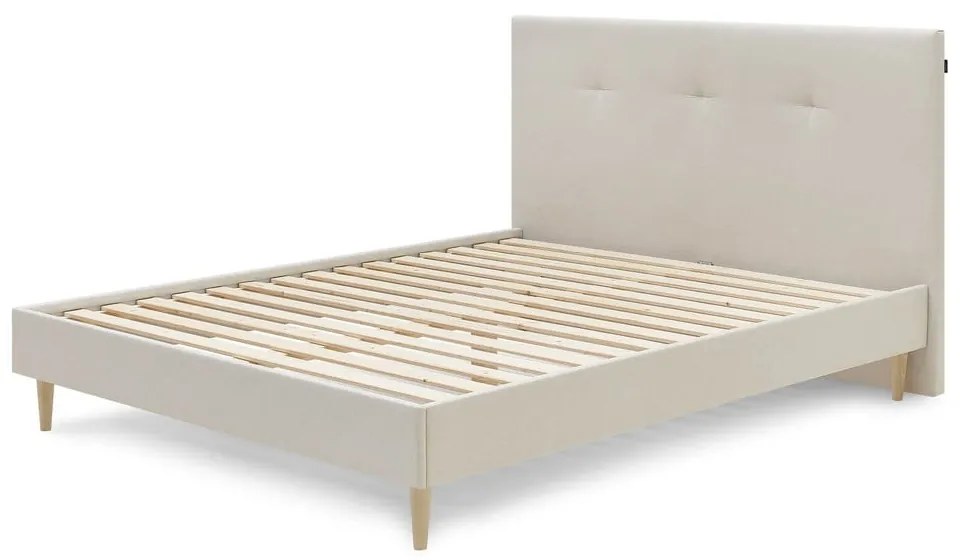 Béžová čalúnená dvojlôžková posteľ s roštom 160x200 cm Tory - Bobochic Paris