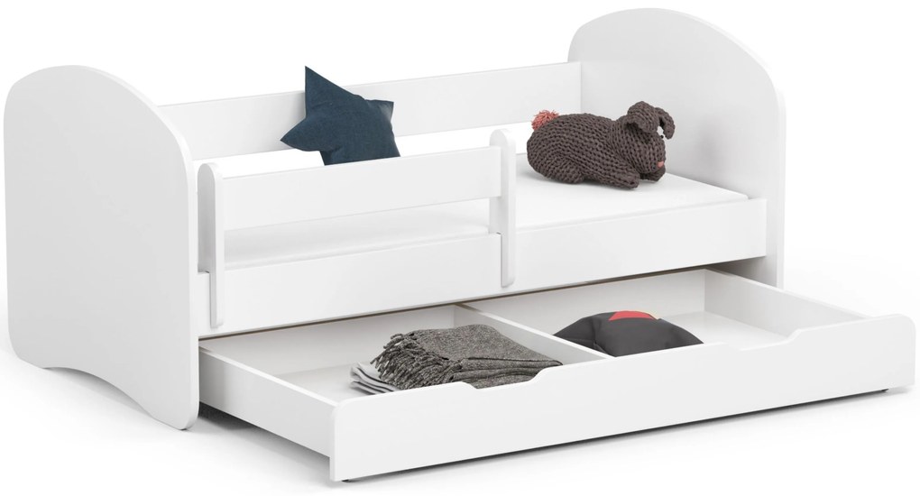 Detská posteľ Pranshi (biela) (s matracom). Akcia -17%. Vlastná spoľahlivá doprava až k Vám domov. 1070769