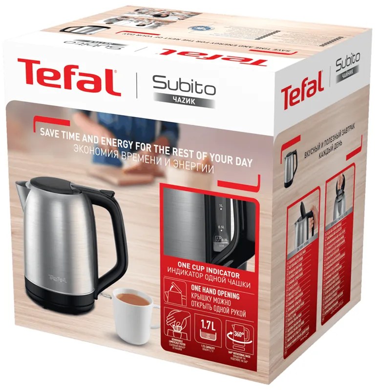 Rýchlovarná kanvica Tefal Subito KO5S0DE0 Nerezová/Čierna