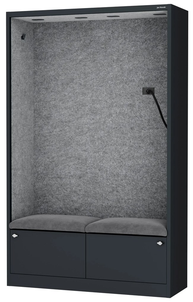 Akustická kabína SALLY MentalBox 1150 mm – antracitový korpus, sivé sedadlo